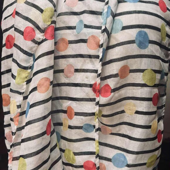 🎨 Modern Striped Scarf with Colorful Dots – Playful & Chic - Picture 9 of 12